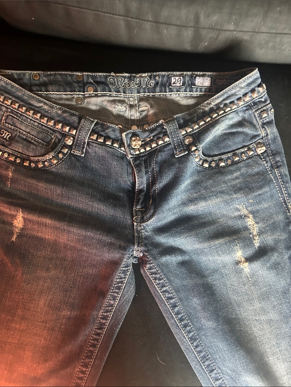 Miss Me Blue Studded Skinny Jeans Boot Cut Size 29